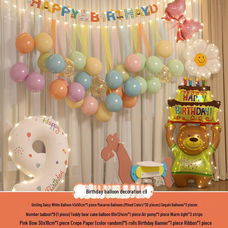 Xiaohongshu First Birthday Balloon Decoration Set for Boys and Girls: Party Background Scene Arrangement