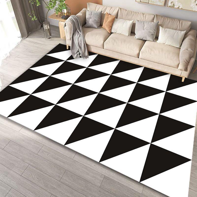 Modern Simple Black White Large Size Rugs for Living Room Light Luxury Sofa Area Carpet Soft Fluffy Bedroom Decor Anti-slip Mats