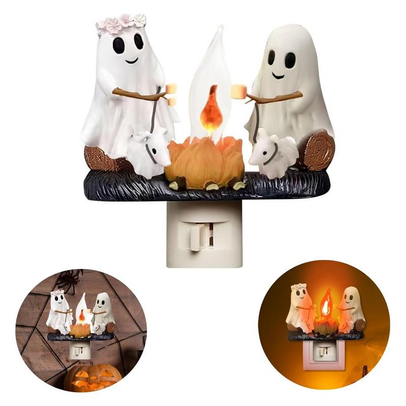 LED Simulated Campfire Night Light Ghost Flickering Decorations Dog Tabletop Decorative Lamp For Home Offices Patio Yard
