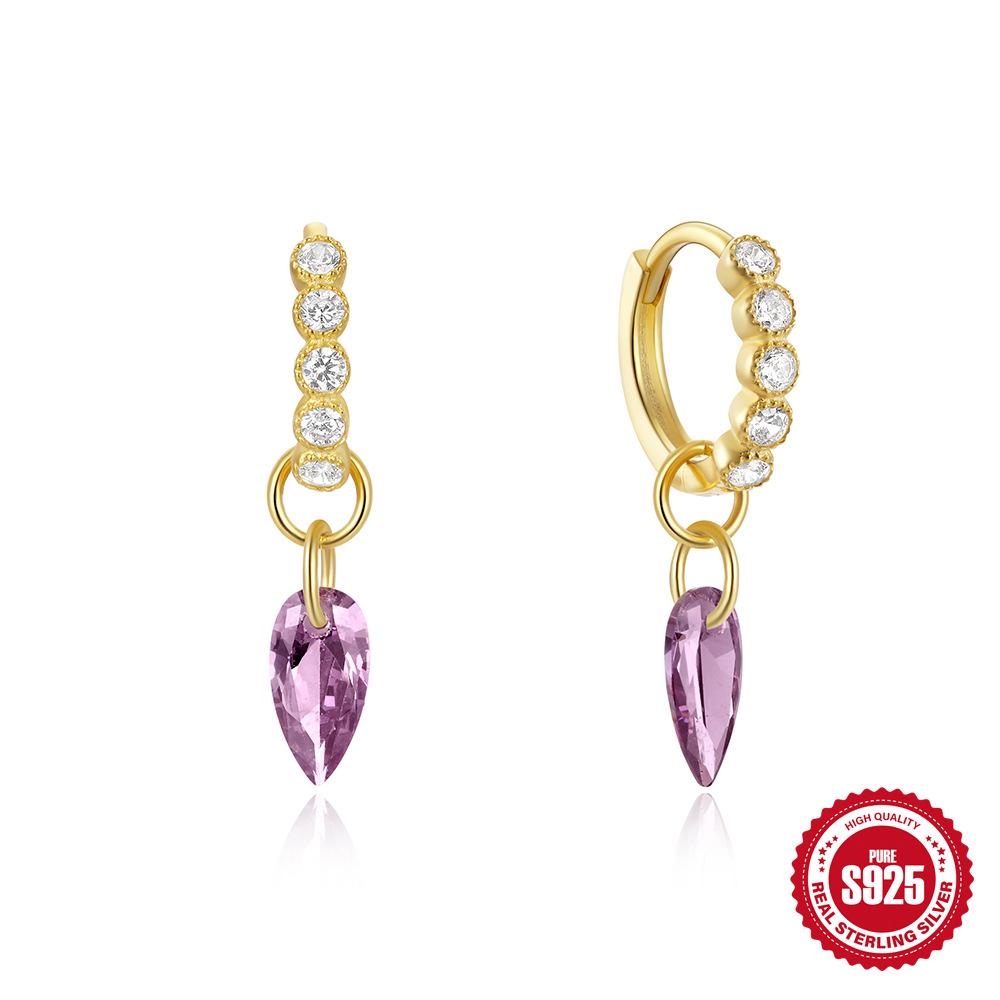 S925 Sterling Silver Vintage Luxury Octagram Love Water Drop Design Earrings 18K Gold Earrings Earrings