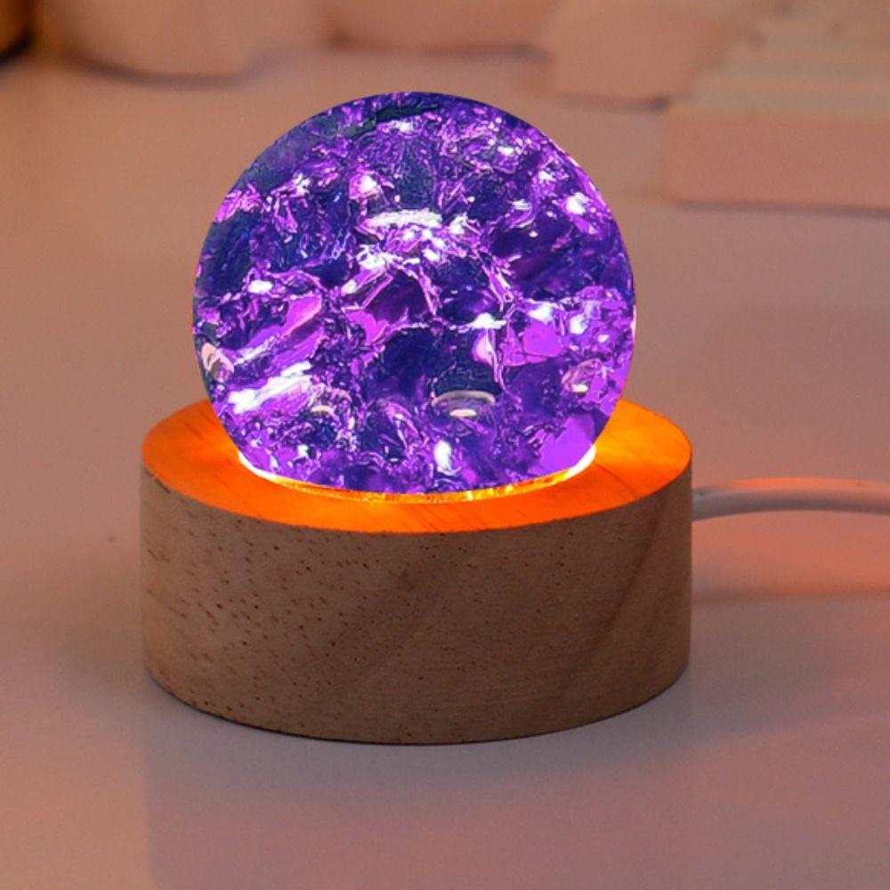 LED Wood Stand Glass Ball Detachable Glaze Beads Glass Sphere Figurine  Home Decoration