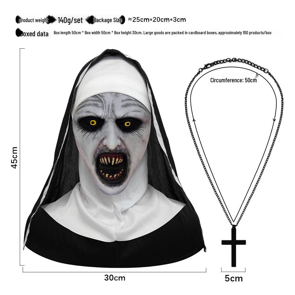 Maska Masquerade - Hełm Zakonnicy z Otwartymi Ustami - Straszna Twarz Ducha na Imprezę Halloweenową