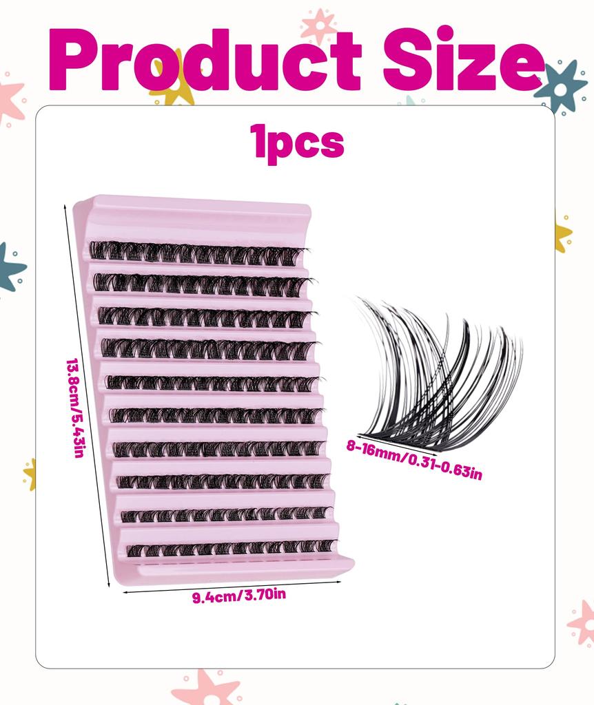 160 PCS Eye Lashes for Women, Natural Look False Eyelashes, Easy To Apply Cluster Lashes, Synthetic Fiber Eyelash Extension Kit for Daily Makeup and