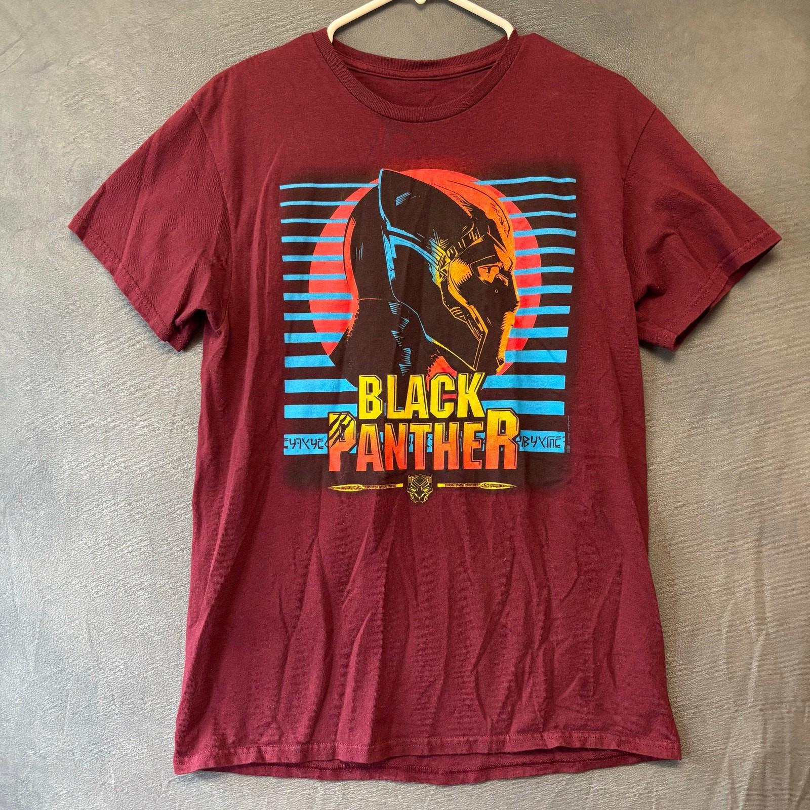Black Panther Shirt Marvel Comic Graphic Print Artistic Short Sleeve Movie Hero L
