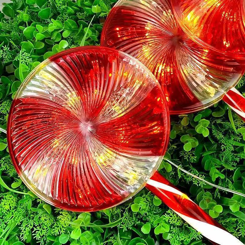 LED Solar Lollipop Garden Lights - Waterproof Outdoor Christmas Candy Decorative Lights for Lawn and Courtyard.