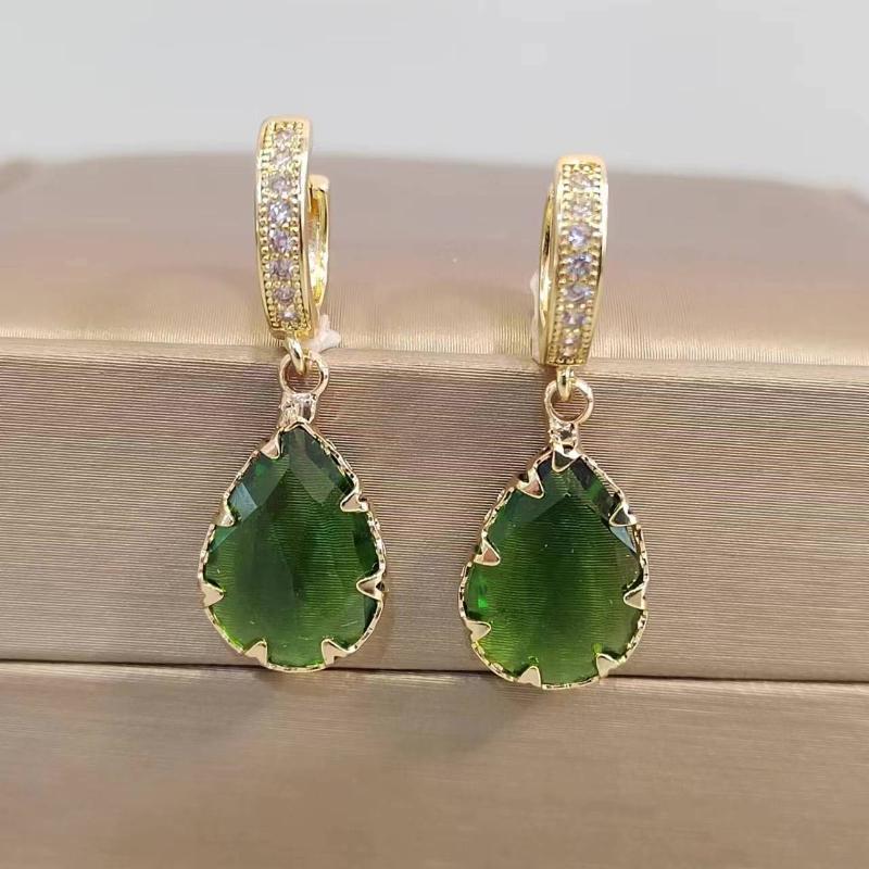 

Модные зеленые циркониевые серьги-подвески с каплями воды для женщин, новинка 2023 года, модные ювелирные аксессуары, подарки золотой