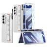 Custodia con Cinturino da Polso e Cerniera Magnetica per Samsung Galaxy Z Fold 7 6 5 con Porta Penna Copertura Protettiva in Vetro per Custodia Galaxy Z Fold7