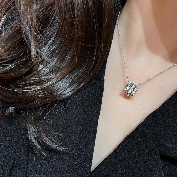 

Позолоченное серебро 925 пробы, ожерелье-подвеска в виде змеи с бриллиантами - Универсальная высококлассная зодиакальная ключичная цепочка 925 Silver