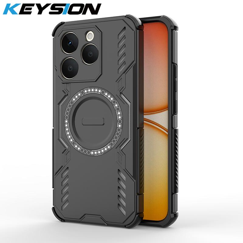 KEYSION Hollow Heat Dissipation Case for Realme 15T 5G Silicone+PC Magnetic Cooling Shockproof Phone Cover for Realme 15T