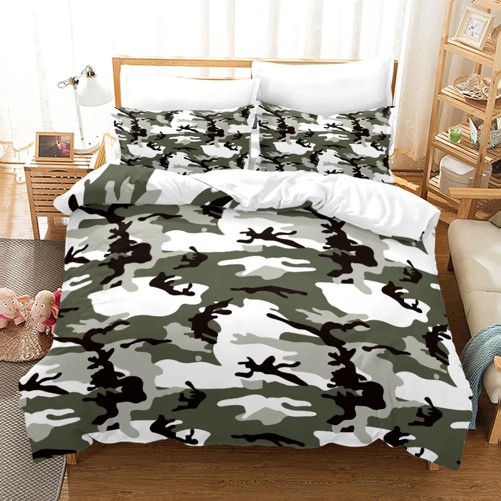 3PCS Single-sided Printed Series Camouflage Russian Printing Duvet Cover BeddingSet Comfortable Breathable Sheet  Comforter