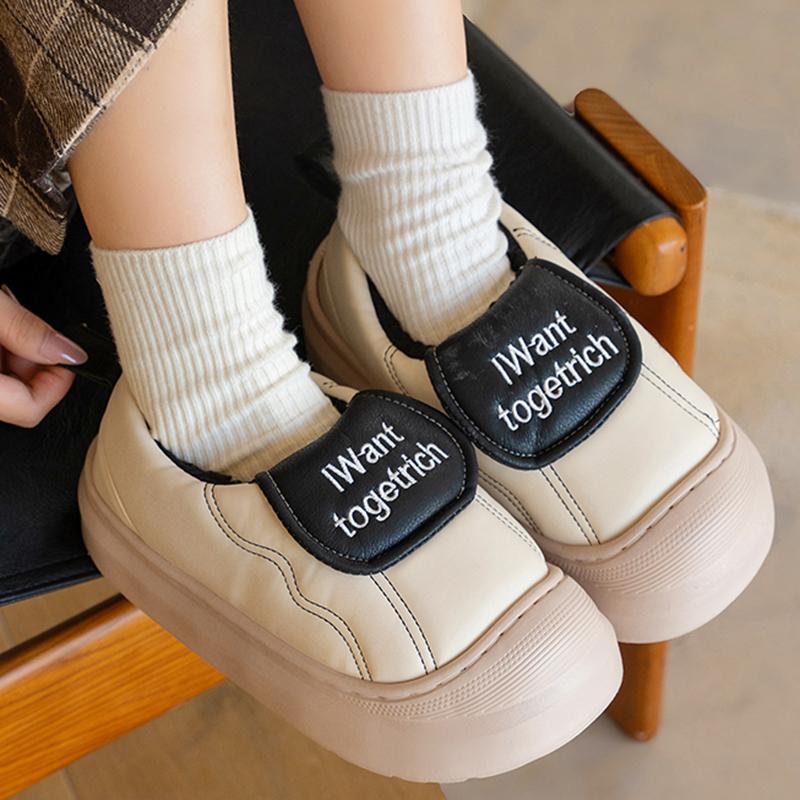Fashion Soft Thick Bottom Cotton Indoor Slippers Women 2025 Winter Cute Round Toe Non Slip Home Slippers Warm Plush Slip On Casual Shoes