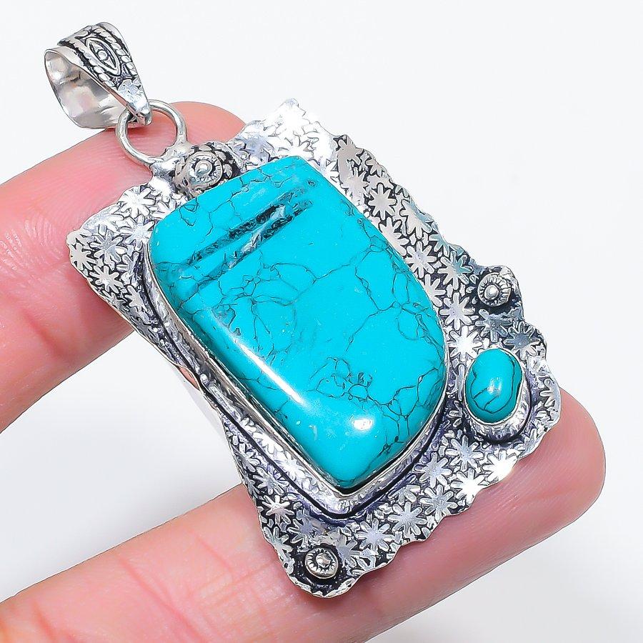 Natural Santa Rosa Turquoise 925 Sterling Silver Jewelry Pendant 2.36" s1L54