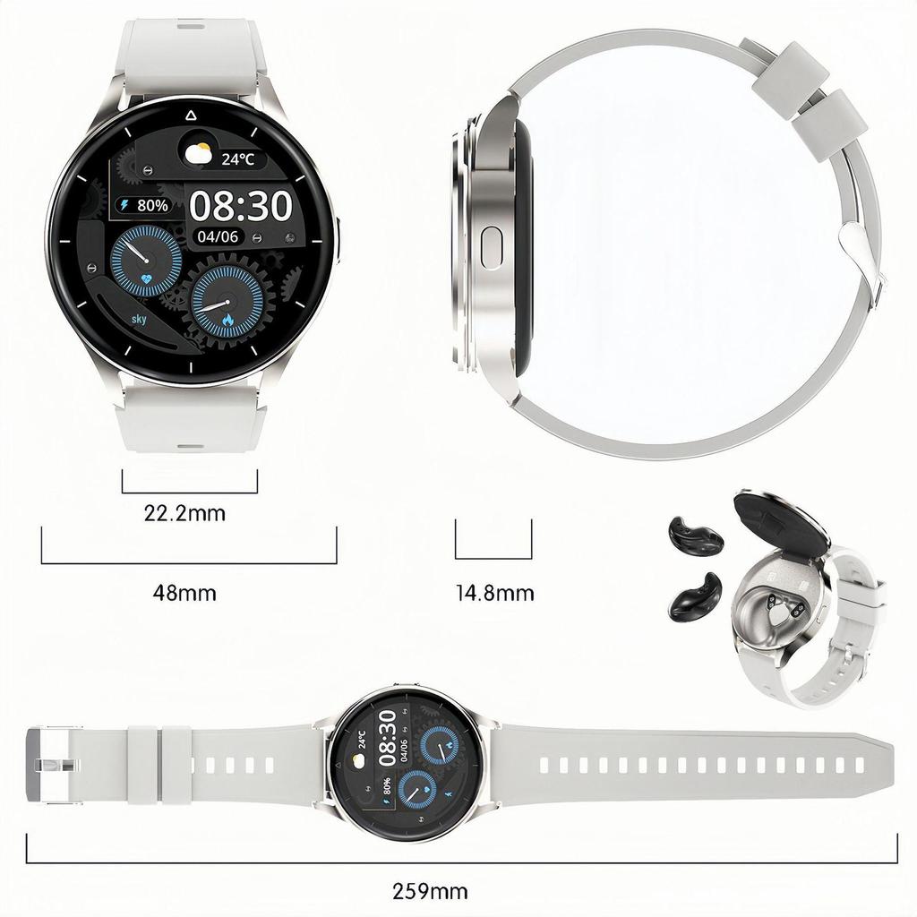 Fava Bean X10PRO Earbuds & Smartwatch Combo - 1.46'' Screen, TWS, No Ear Pressure for Sleep