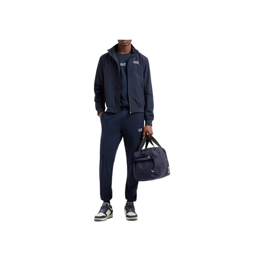 Emporio Armani EA7 Solid Color Stand Collar Zipper Logo Long Sleeve Jacket Men jackets Navy-Blue 7M000424-AF13569-UB102