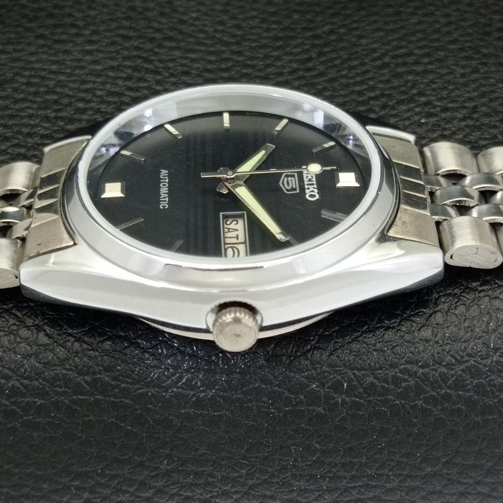 VINTAGE SEIKO 5 AUTOMATIC 6309A REFURBISHED JAPAN MENS BLACK WATCH A701703-5 R206c-a701703