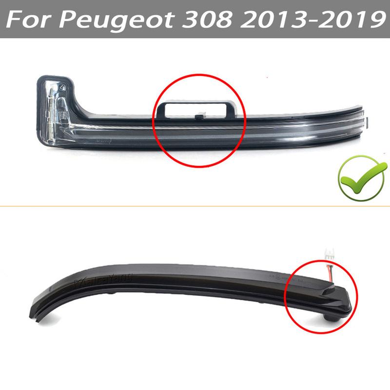 For Peugeot 308 Light 2013- No Error 2PCS LED Dynamic Side Mirror Blinker Lights Sequential Flowing Turn Signal Lamps