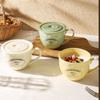 Creative Minimalist Ceramic Mugs with Lid Fashion Exquisite Household Breakfast Coffee Cups Holiday Gifts Couple Water Cup