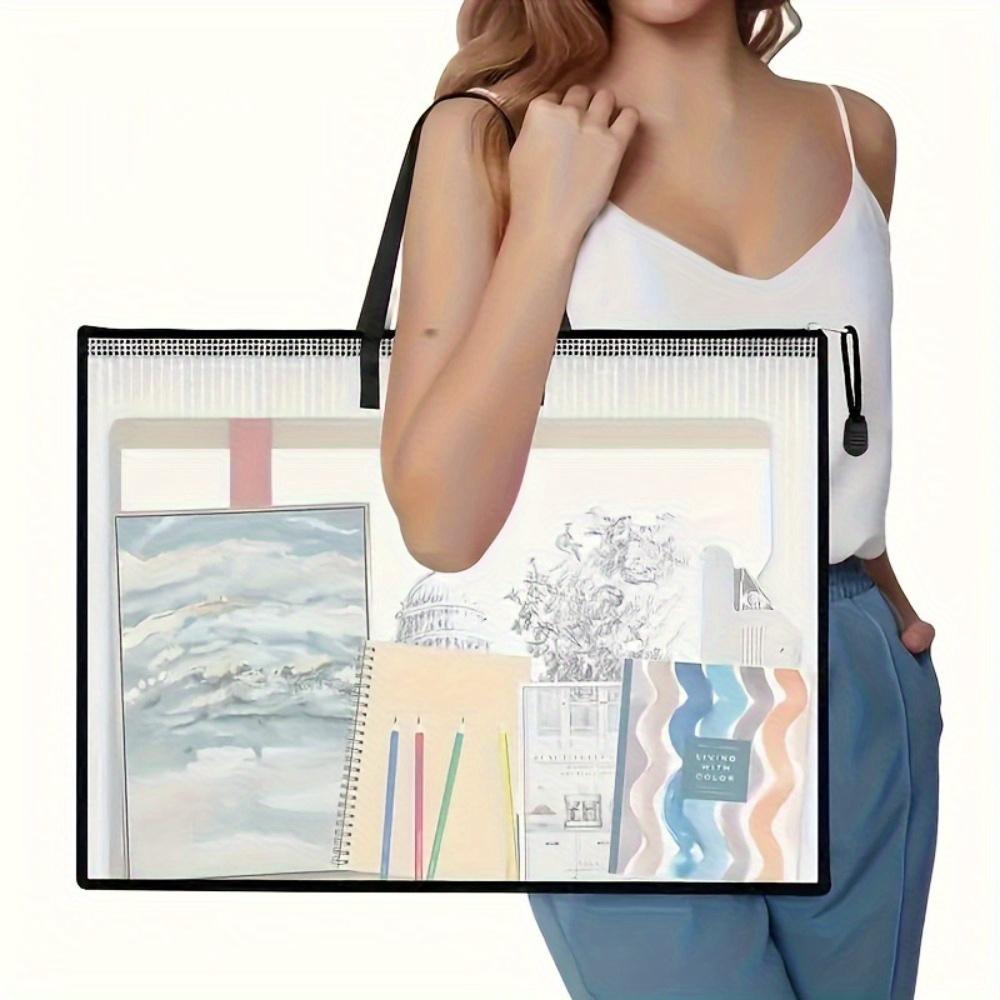 4pcs/2pcs Large Transparent File Bag - Heavy-Duty Portable Bag with Sturdy Zipper Closure, Spacious Art & Poster Storage