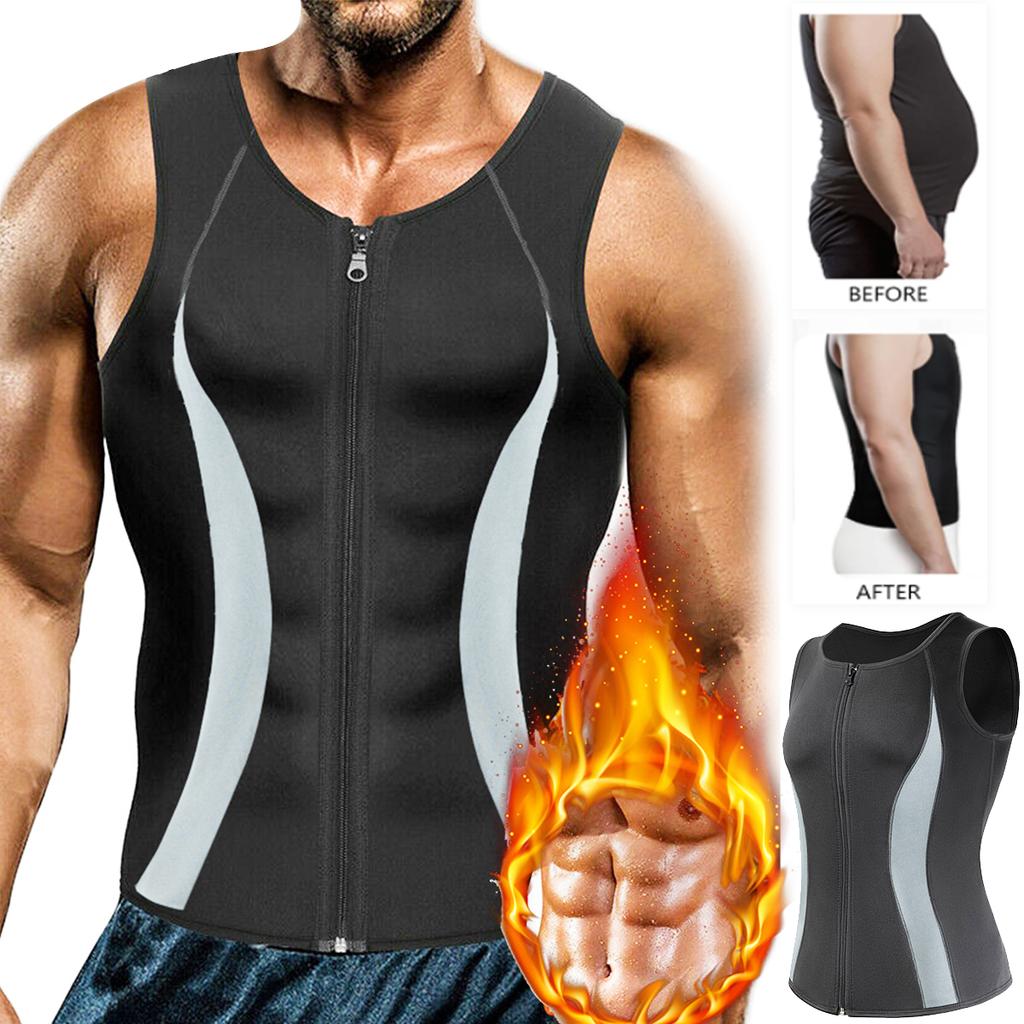 Mens Body Shaper Abdomen Slimming Shapewear Neoprene Belly Shapers Heat Trapping Sweat Vest Waist Trainer Fat Burning Corset Top
