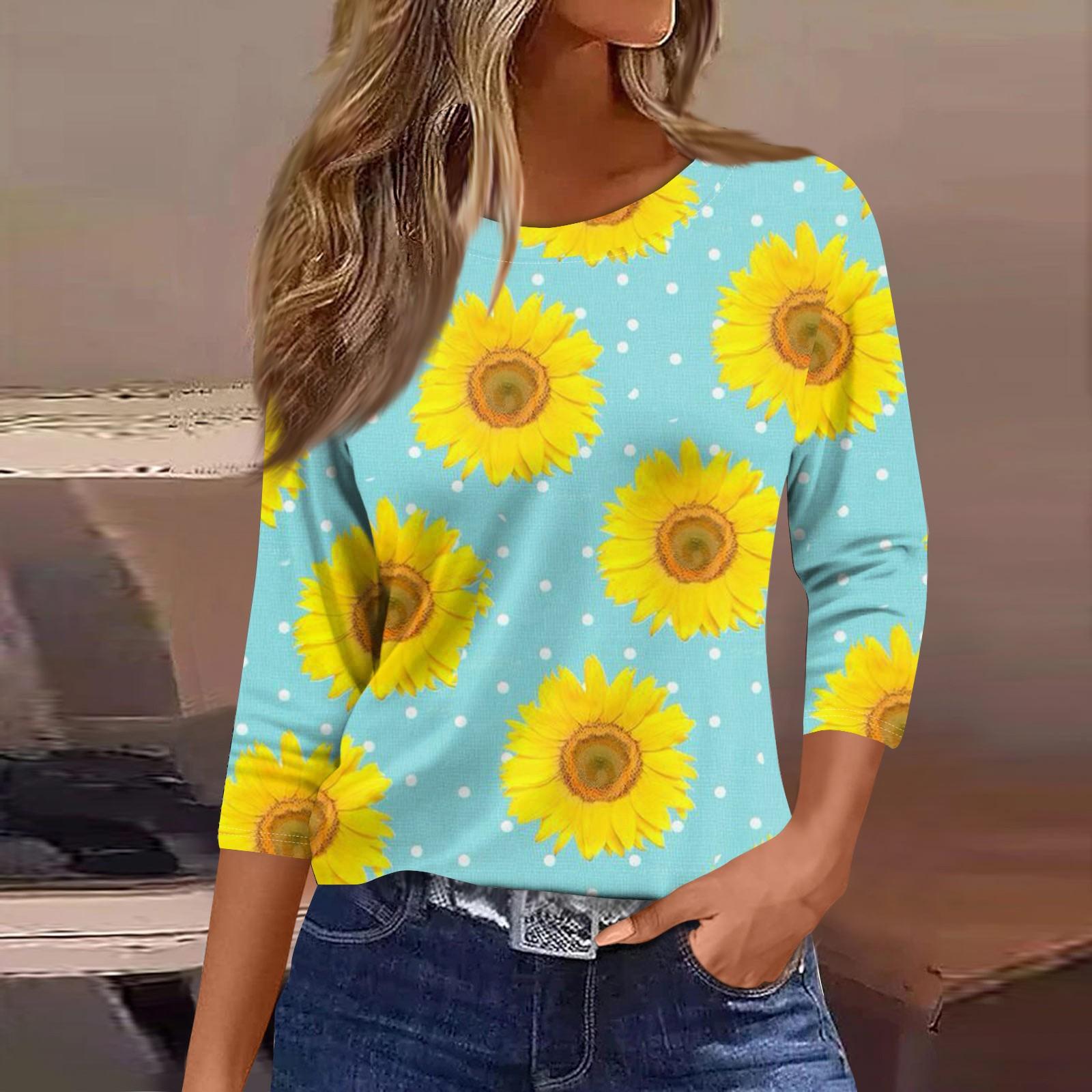 

Женские топы с рукавами 3/4, цветочный принт, винтажная мода, повседневные свободные рубашки с круглым вырезом больших размеров L