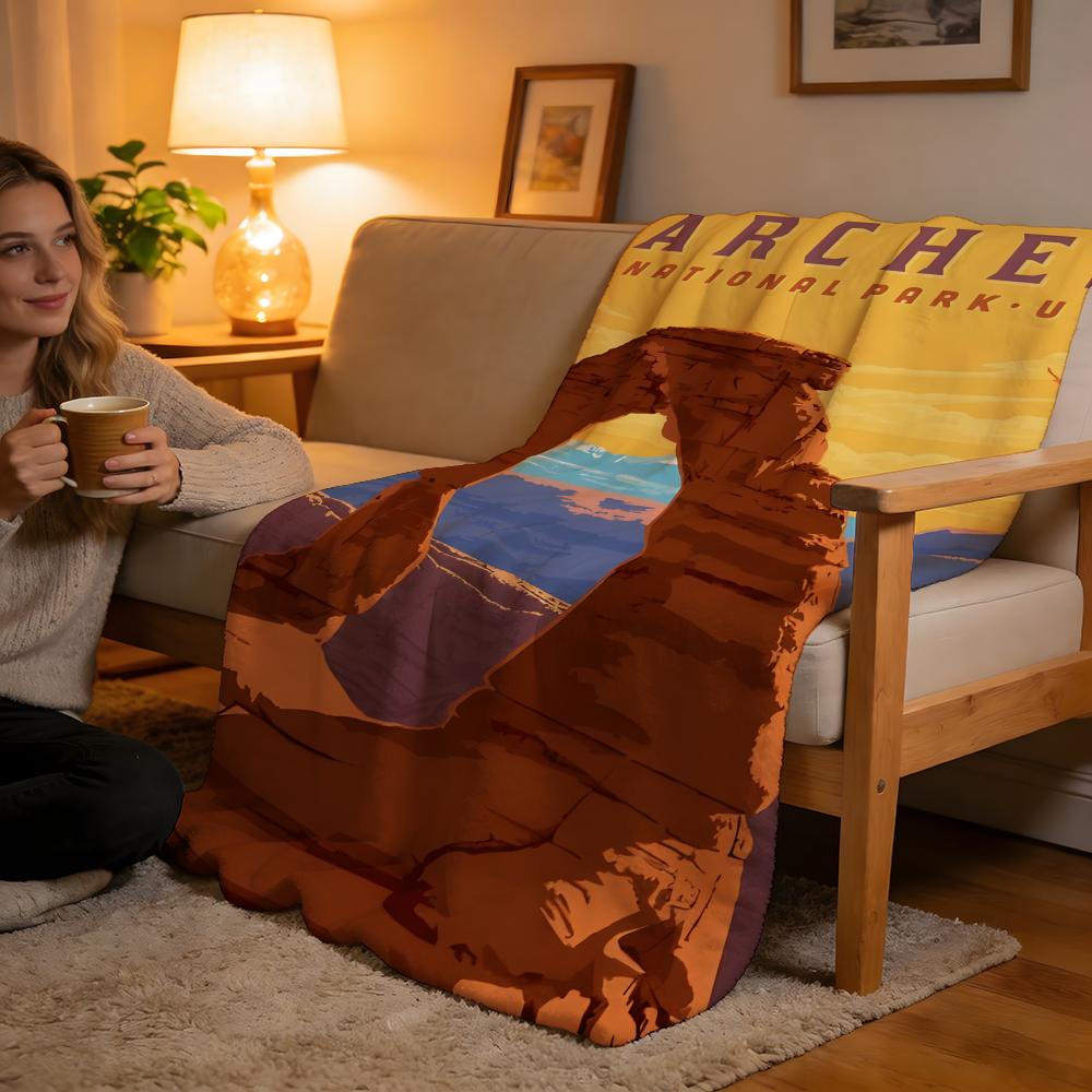 

Throw High-Density Short Plush Blanket For Sofa Nap Air-Conditioned Room Soft Skin-Friendly Arches National Park 75x90cm