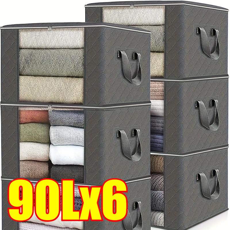 30/60/90L Large Capacity Clothes Storage Bag Organizer with Reinforced Handle for Blanket Comforters Bed Sheets Pillows Toy