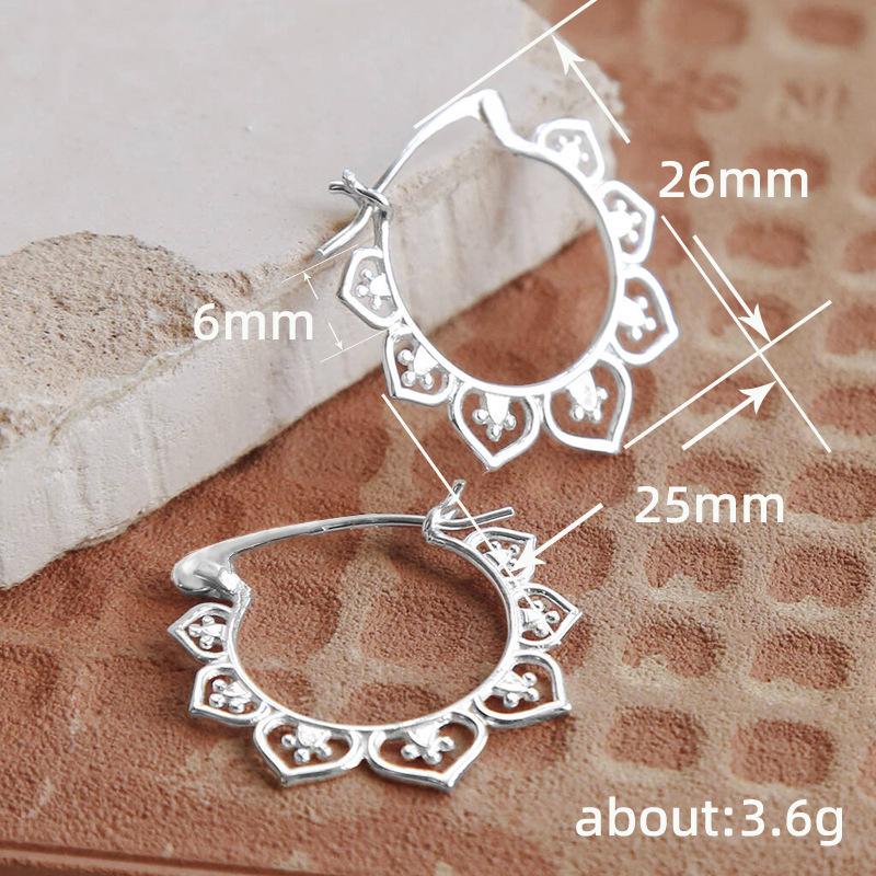 Literary And Retro New Chinese Style Wind Ear Buckles, Lotus Small Fresh Earrings, Court Metal Women'S Earrings