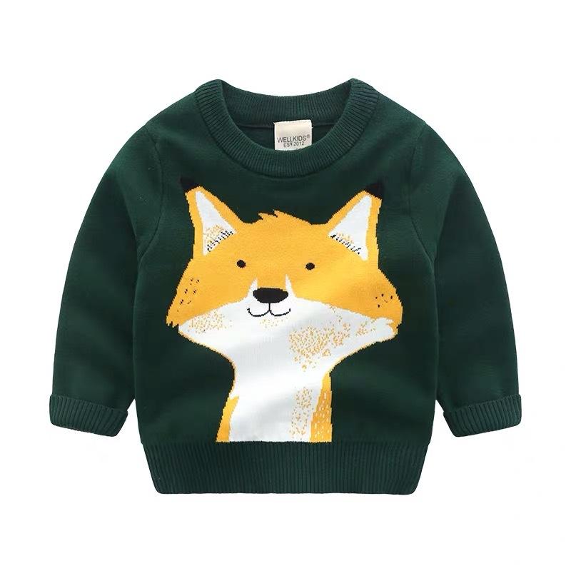 Boys Cartoon Knit Sweater Long Sleeve Pullover Soft Warm Casual Fashion Top Clothing for Toddler and Kids