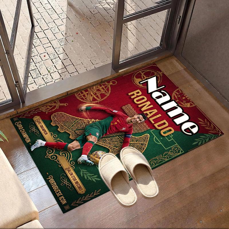 Custom Name Personalized Cristiano Ronaldo Print Carpet, Versatile Home Decor Rug, for Playroom, Apartment, Balcony, Entryway, Hallway Gift