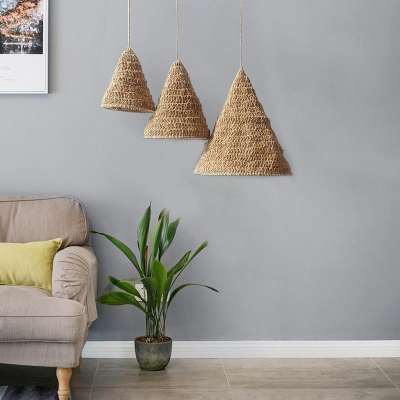 1PC Hanging Decorative Lampshade Living Room Rope Lampshade Vintage Hand-woven Rustic 3 Sizes