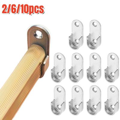 2/6/10pcs Thicken Closet Rod Brackets,Oval Hanging Clothes Rod Holder,Wardrobe Clothes Tube Support,Household Storage Organizer