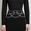 Mehrschichtige Damen-Hüftkette Verstellbare Metall-Hüftgürtel Hüftkorsett Kettengürtel Kette an Hosen
