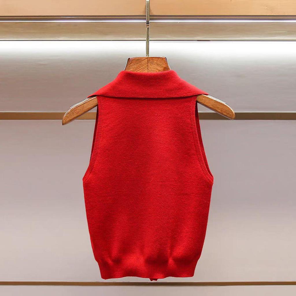 Spring 2026 Bow Bead Knit Sleeveless Vest