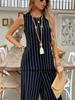 New Spring/Summer Two-Piece Set Striped Tank Top Wide Leg Pants Fashion Outfit