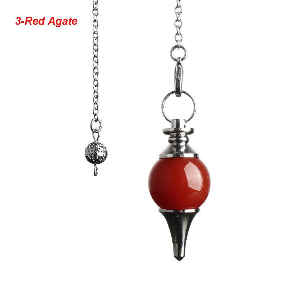 Chain Fashion Jewelry Black Onyx Amethyst Circular Cone Natural Stone Healing Crystal Amulet Reiki Pendulum Pendant