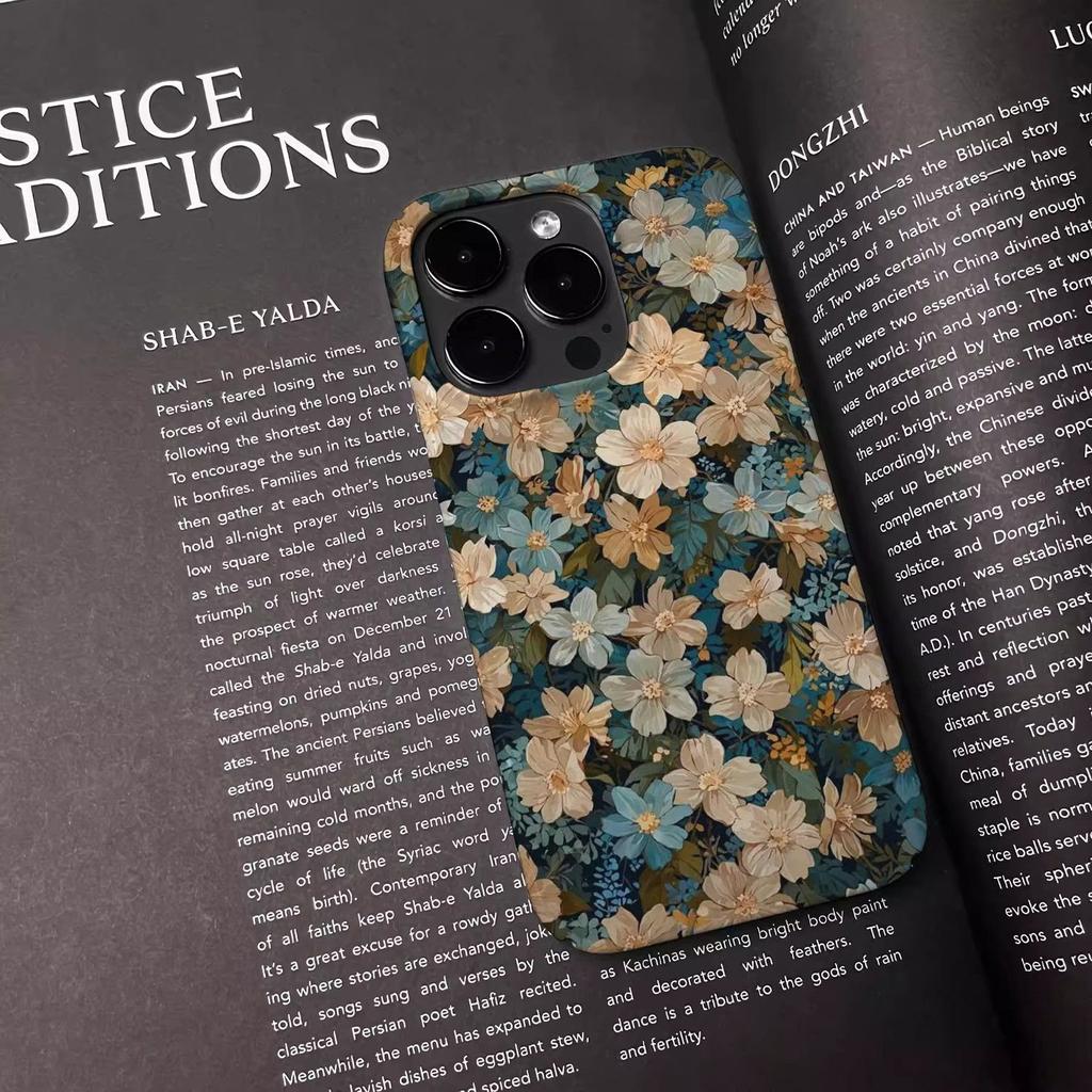 Husă de telefon cu umbră de flori liniștită pentru Apple iPhone16- Husă de telefon rigidă în stil retro, rezistentă la șocuri, pentru Iphone16/15/14/13/12/11/Xs/Xsmax/XR/Pro/Pro Max