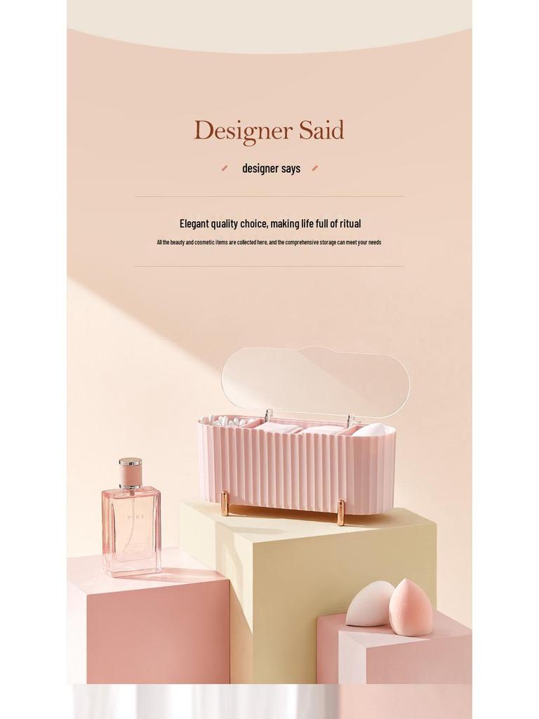Transparent Dustproof Cosmetic Organizer: Cotton Swab, Makeup Remover, Sponge, Lipstick Storage Box with Lid.