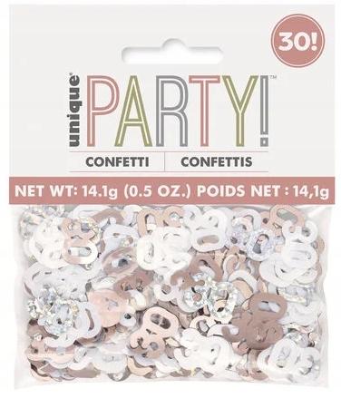 Konfetti Dekoracyjne 30 Urodziny Różowe Złoto 14G
