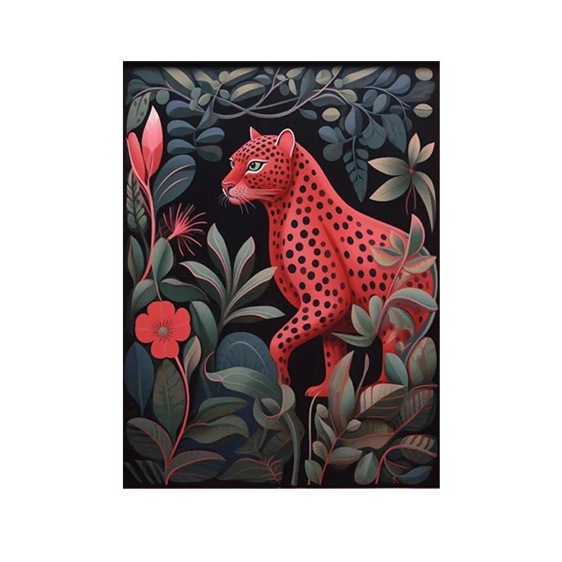 Pastoral Leopard Living Room Carpet Bedroom Bedside Art Decor Floor Mat Cloakroom Footpad Coffee Table Advanced Rug for Kitchent
