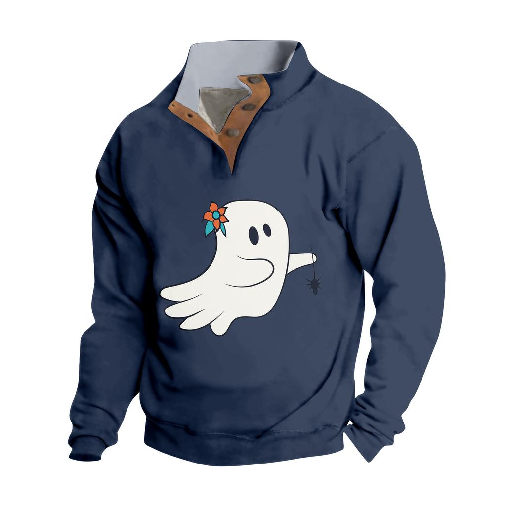 Jarní a podzimní pánská mikina se stojatým límcem je venkovní ležérní svetry topy