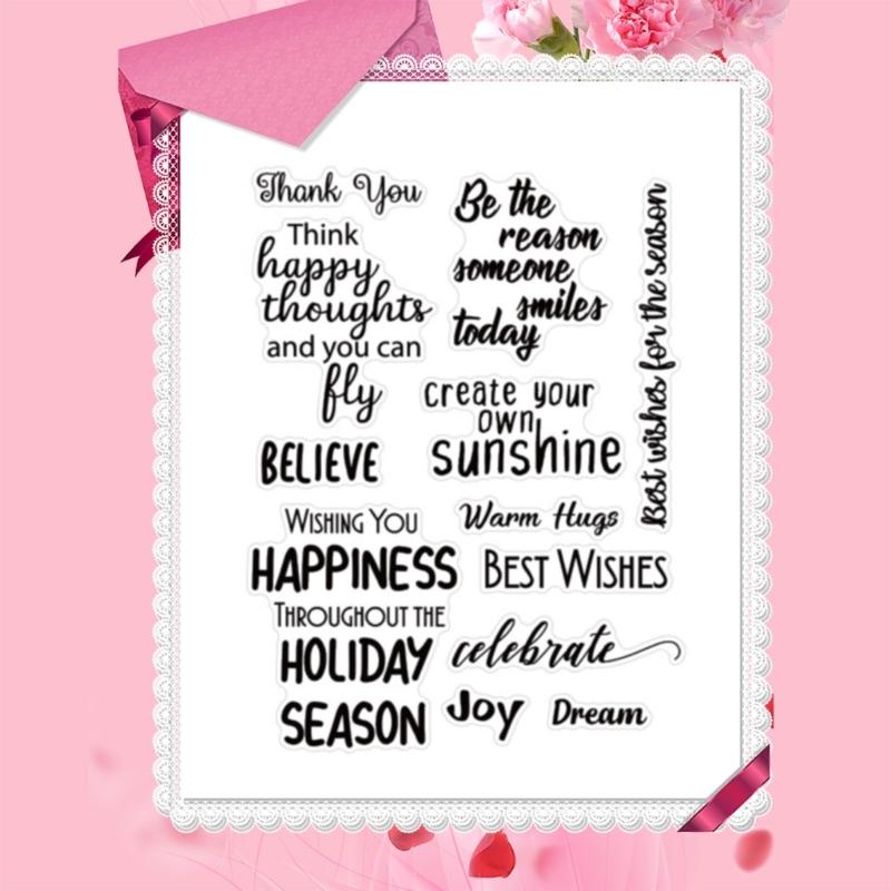 Blessing Words Clear Stamp for Cardmaking Scrapbooking Photo Album Journal Planner Decoration, Background Silicone Stamp