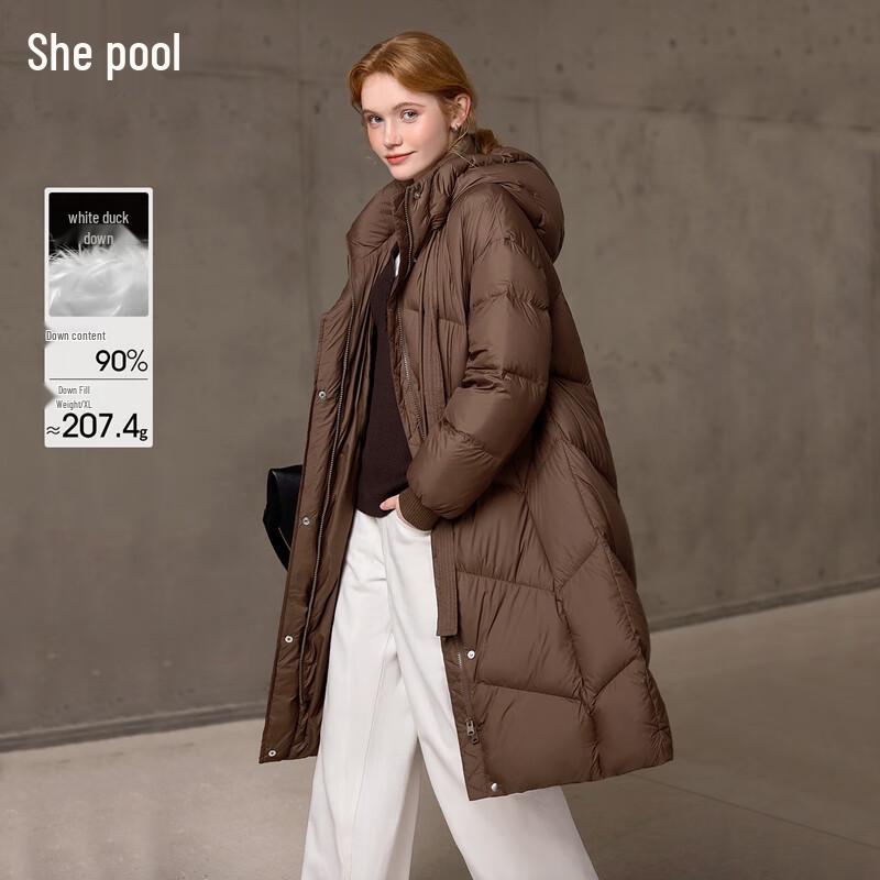 

Women s Hooded Mid-Length 90% Down Jacket L