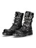 Fashion New Men's Punk Motorcycle Boots Metal Thick Heel Goth Skull Buckle Mid- Calf Combat Boots Zipper Round Toe Women Western Boots