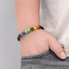 Men Bracelet Simple Style Ultra-Light Braided Leather Rope Wear Resistant Easy-wearing Decorative Alloy Stone Bead Bracelet Unisex Bangle Decoration