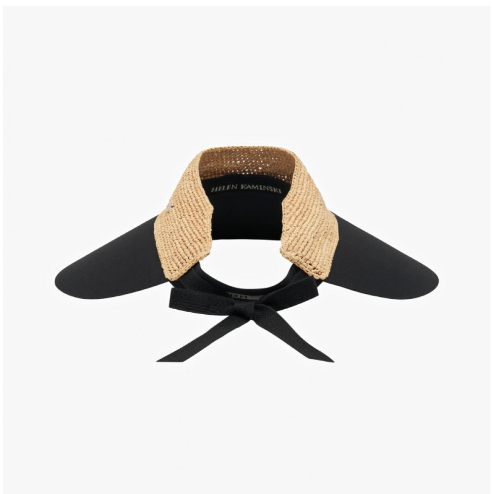 Helen Kaminski Rosalie Natural Black Visor Sun Cap Hat50610