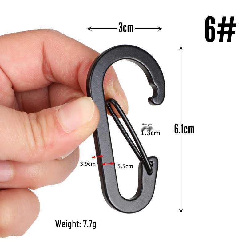 D-Shaped Black Aluminum Carabiner Bluetooth Earphone Case Hook Keychain Ornament