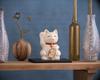 Maneki Neko White Lacquerware Paw Metal Lucky Good Feng Takaoka Copperware Neko Gin-Yado (Lucky Cat) (Right Raised) / Figurine, Cat, Luck, Shui,