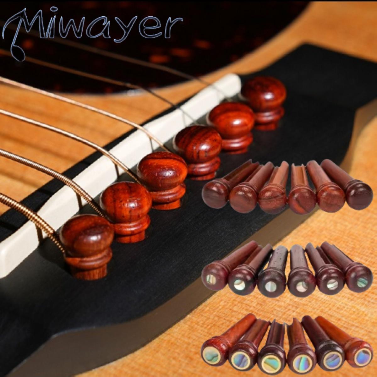 Miwayer 6pcs Cocobolo Wood  Acoustic Guitar Bridge Pins for 6 & 12 StringGuitar Fixed String Nails