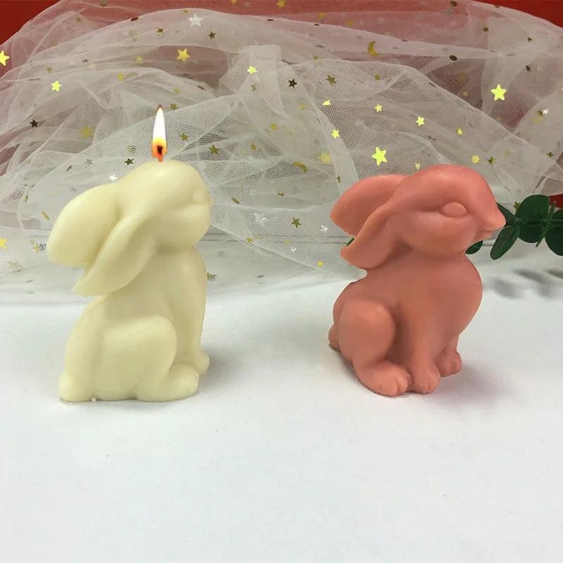 Iepure Așezat Iepure 3D Formă pentru Copt Prăjituri Bricolaj Lumânare Parfumată Iepure Așezat Formă de Silicon Instrument Decorare Prăjituri Fabricare Lumânări