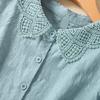 Camicia da donna estiva taglie forti Top a maniche corte in jacquard di cotone tinta unita letterario